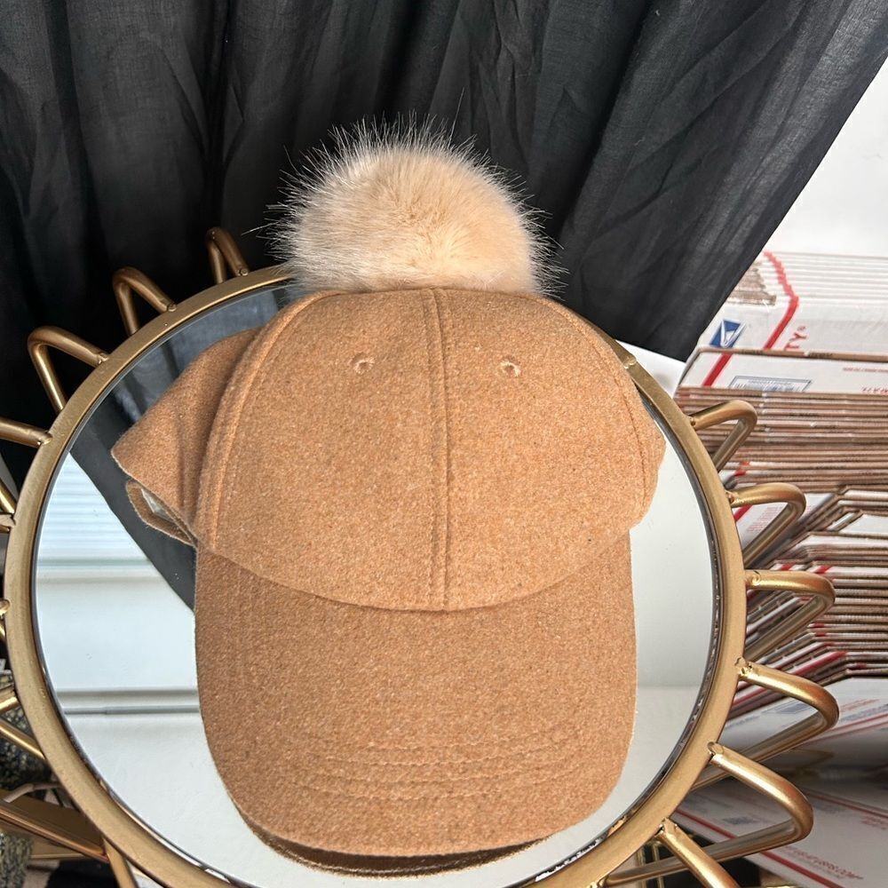 Faux Fur Pom Dad Baseball Hat